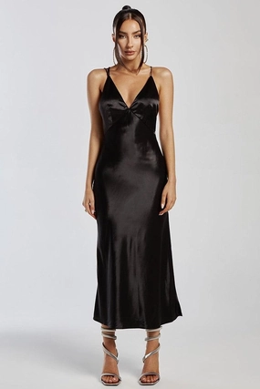 Sariah Slip Dress - Black Elegant Tailoring Clean Finish