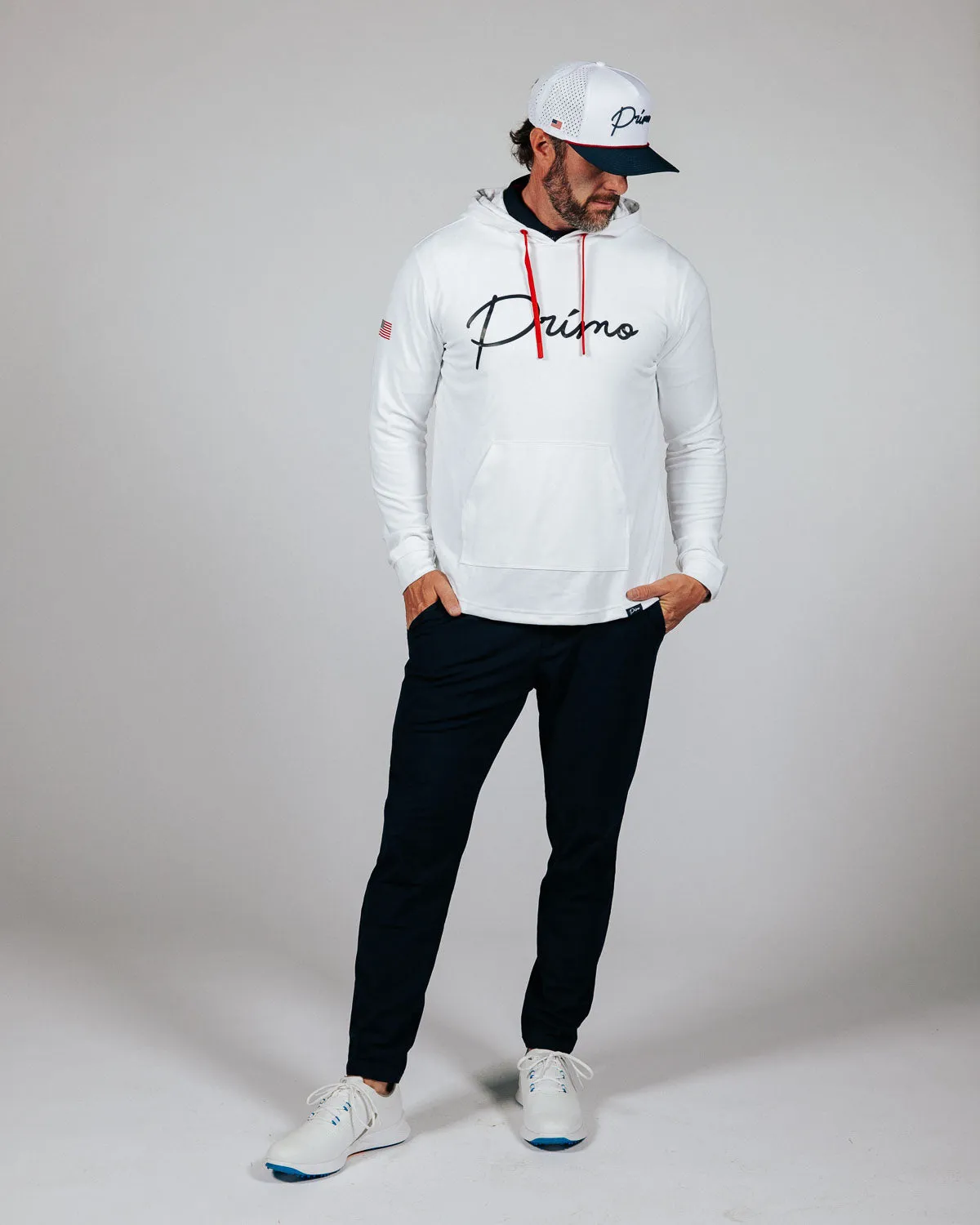 Team USA White Hoodie Embroidered Detail clip accents
