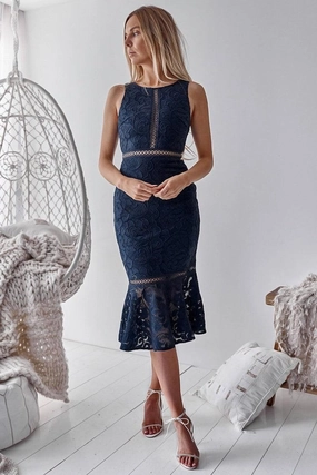 Understated Charm Tia Dress - Navy