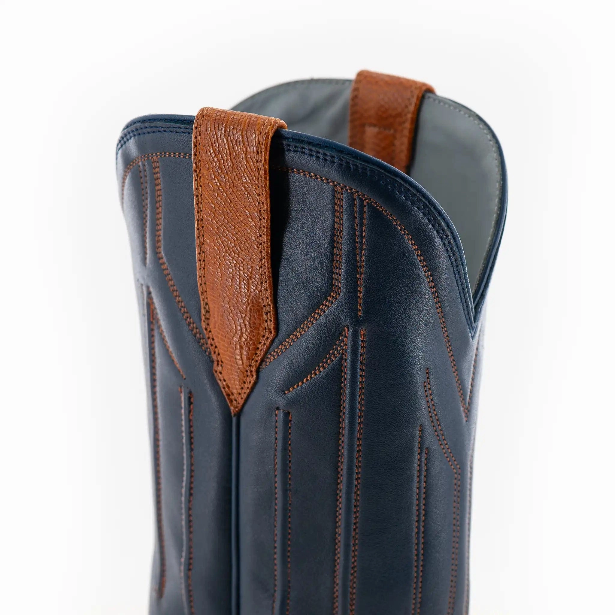The Colt - Indigo/Cognac Smooth Ostrich Flexible structure