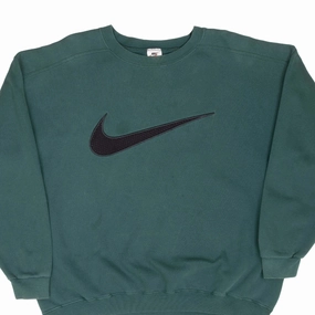 product customization options VINTAGE NIKE BIG SWOOSH GREEN SWEATSHIRT 1990S LARGE MADE IN USA