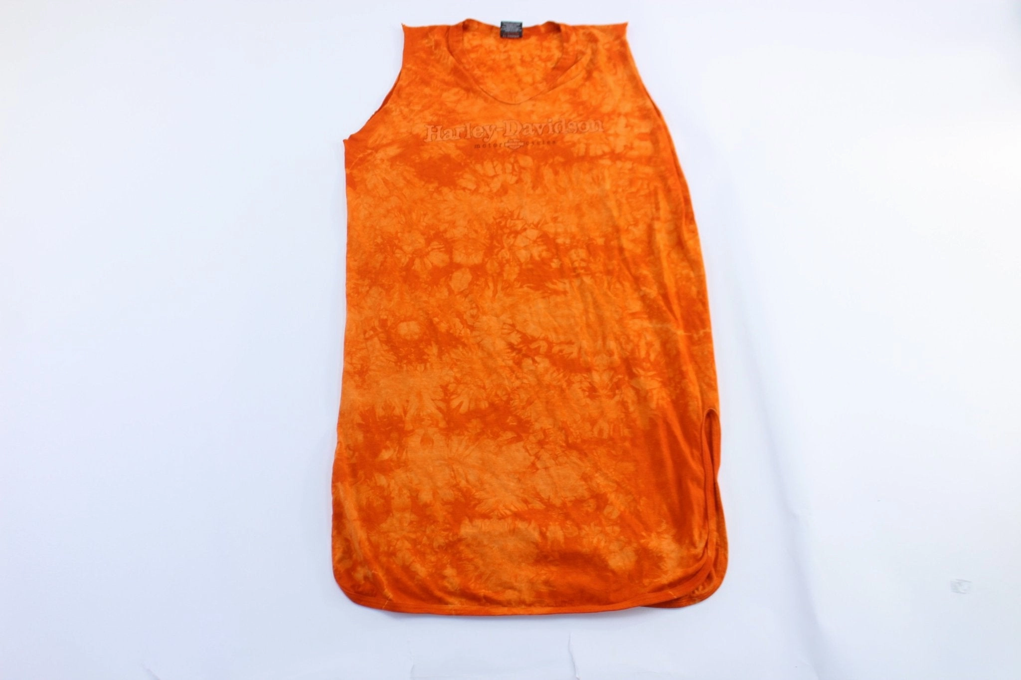 Sleek Look Non Binding Edgework 2002 Harley Davidson Motorcycles Orange Tie-Dye Dress