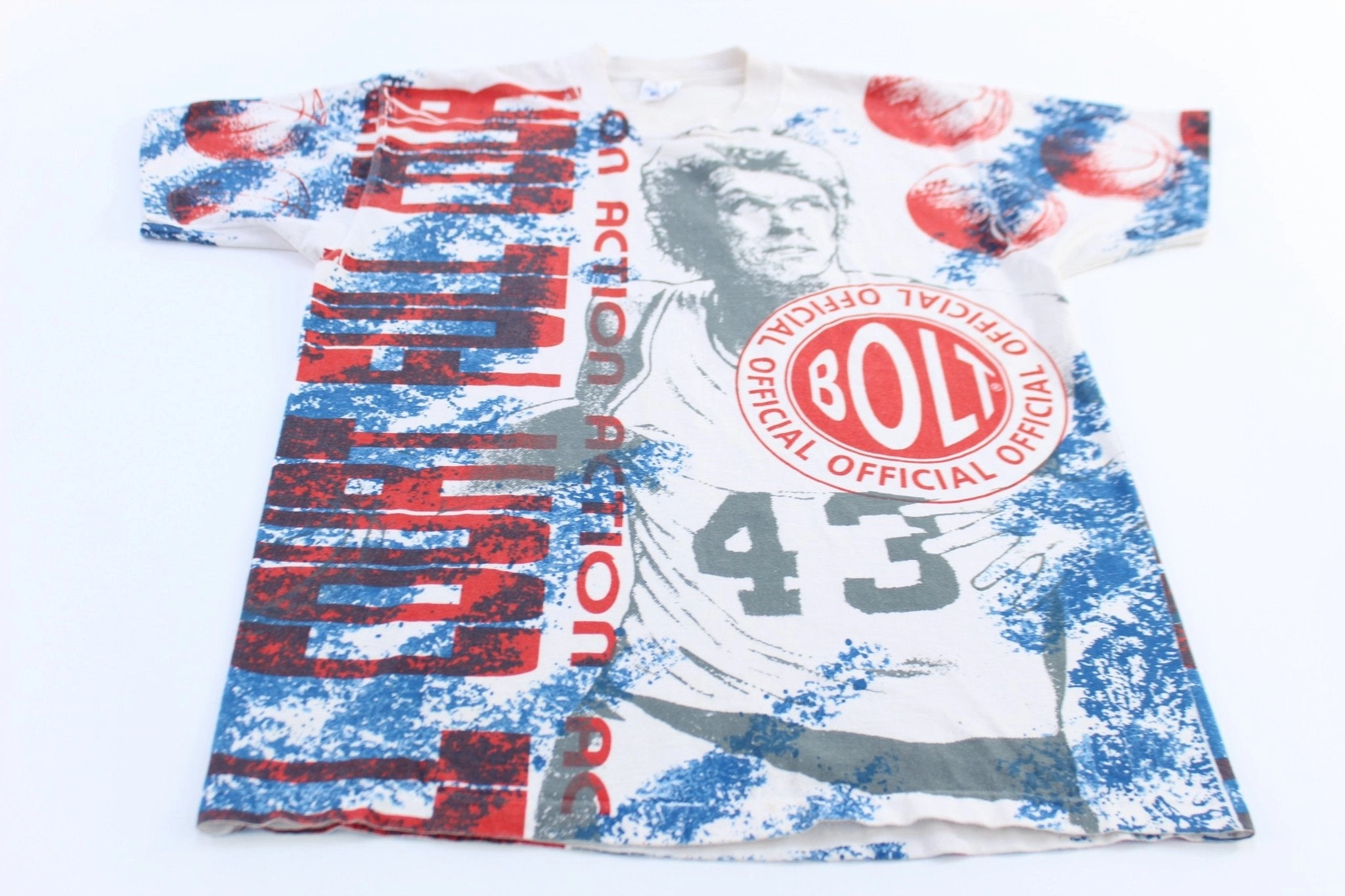 Non Toxic Printing Fashion and Comfort 90's Lightning Bolt Full Court Action All Over Graphic T-shirt