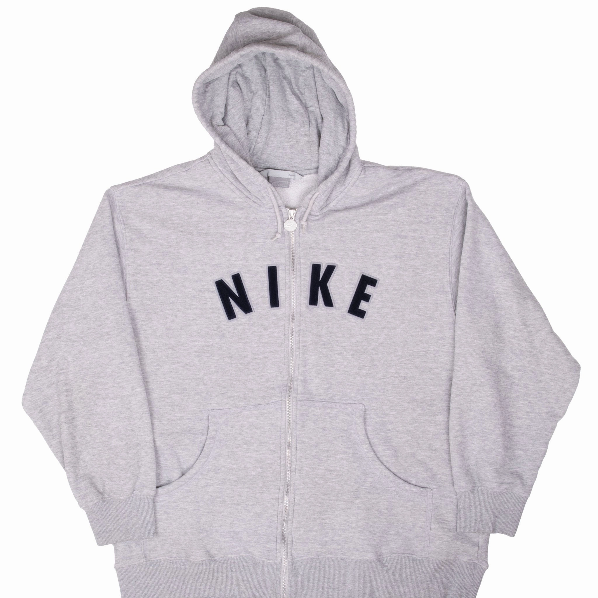 Cold Weather Wear Chic Comfort VINTAGE NIKE SPELLOUT LOGO GREY FULL ZIP UP SWEATSHIRT 2000S LARGE