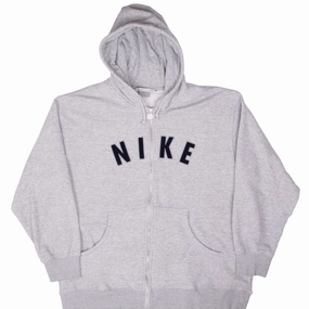 Cold Weather Wear Chic Comfort VINTAGE NIKE SPELLOUT LOGO GREY FULL ZIP UP SWEATSHIRT 2000S LARGE