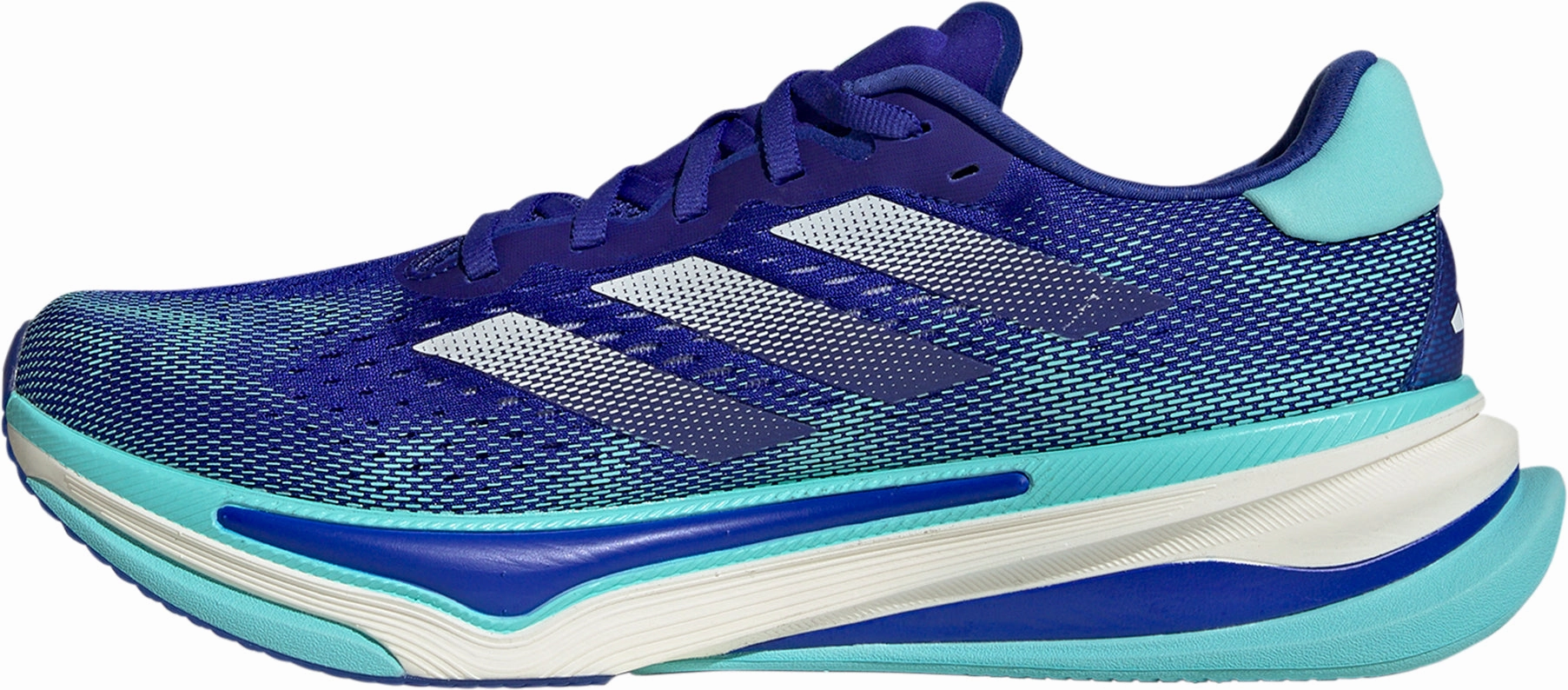 adidas Supernova Prima Mens Running Shoes - Blue nylon shoes running in a tennis court area shoes