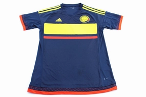 Adidas Embroidered Logo Columbia Blue & Yellow Striped Soccer Jersey Weekend Wear