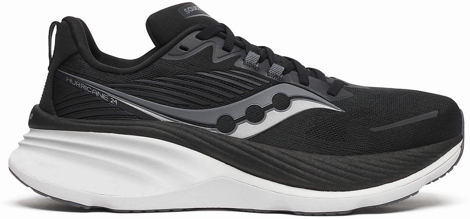 Saucony Hurricane 24 Mens Running Shoes - Black All Day Comfort Engineering sustainable - feature shoes