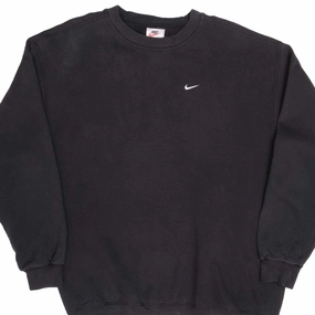 City Style button detail VINTAGE NIKE CLASSIC SWOOSH BLACK SWEATSHIRT 1990S LARGE MADE IN USA