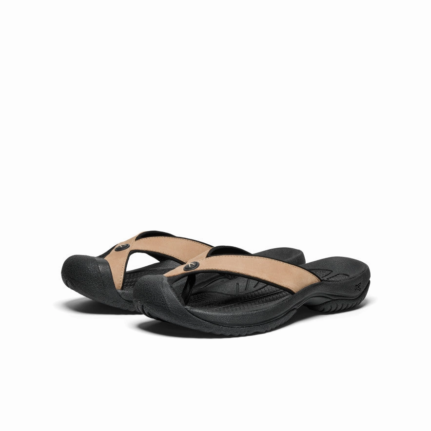 Scratch   Resistant Men's Waimea Leather Flip-Flop  |  Cornstalk/Black