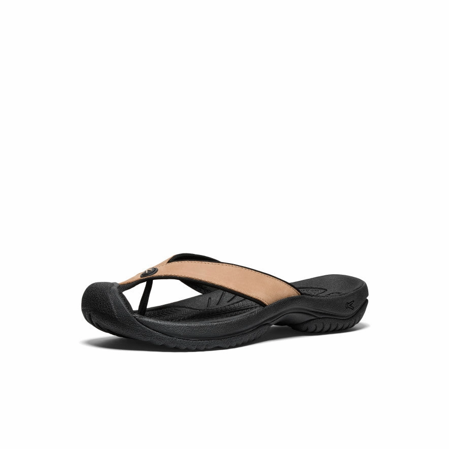 Ventilated Airflow Men's Waimea Leather Flip-Flop  |  Cornstalk/Black