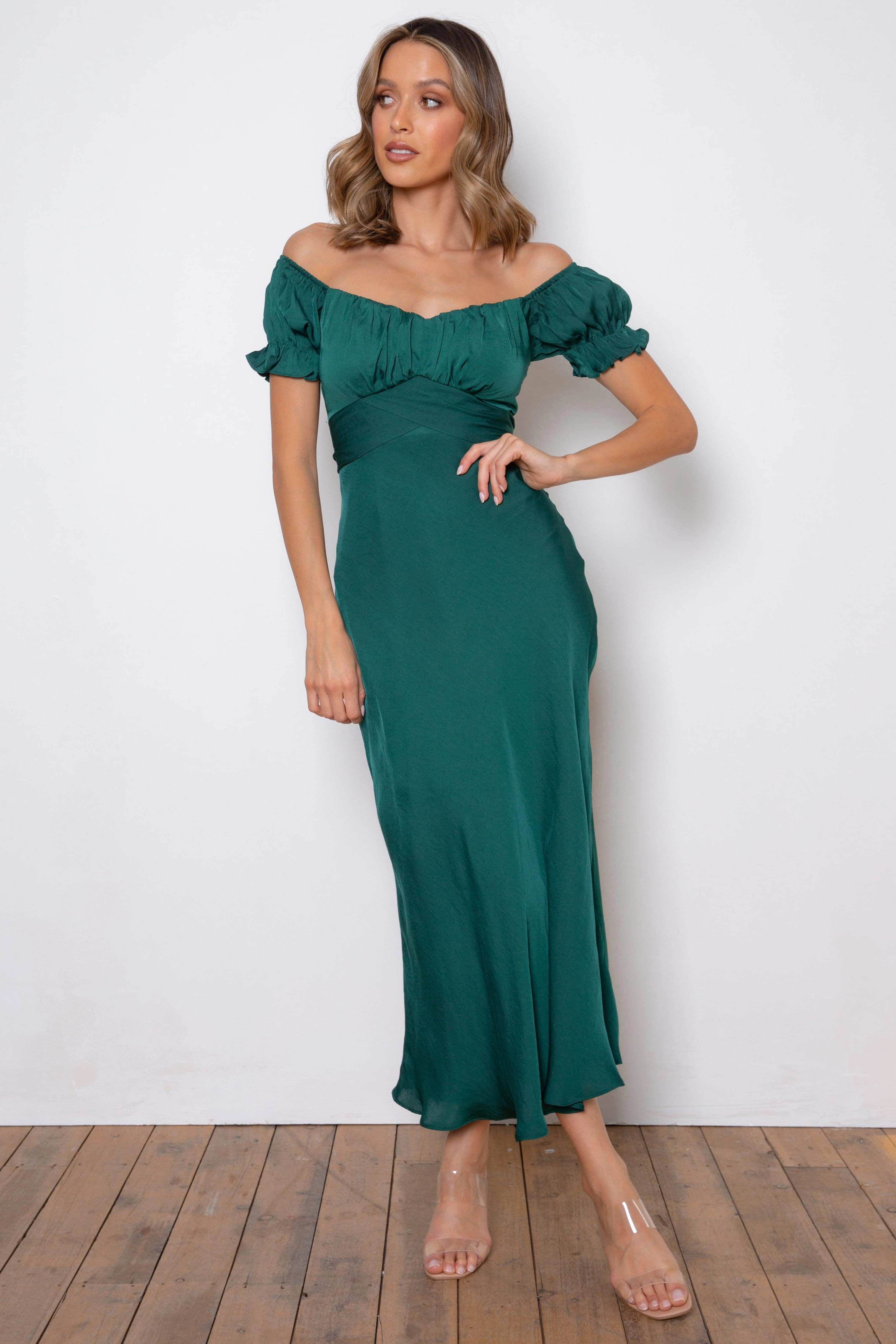 Samantha Dress - Forest Green Night Charm Clean Fit