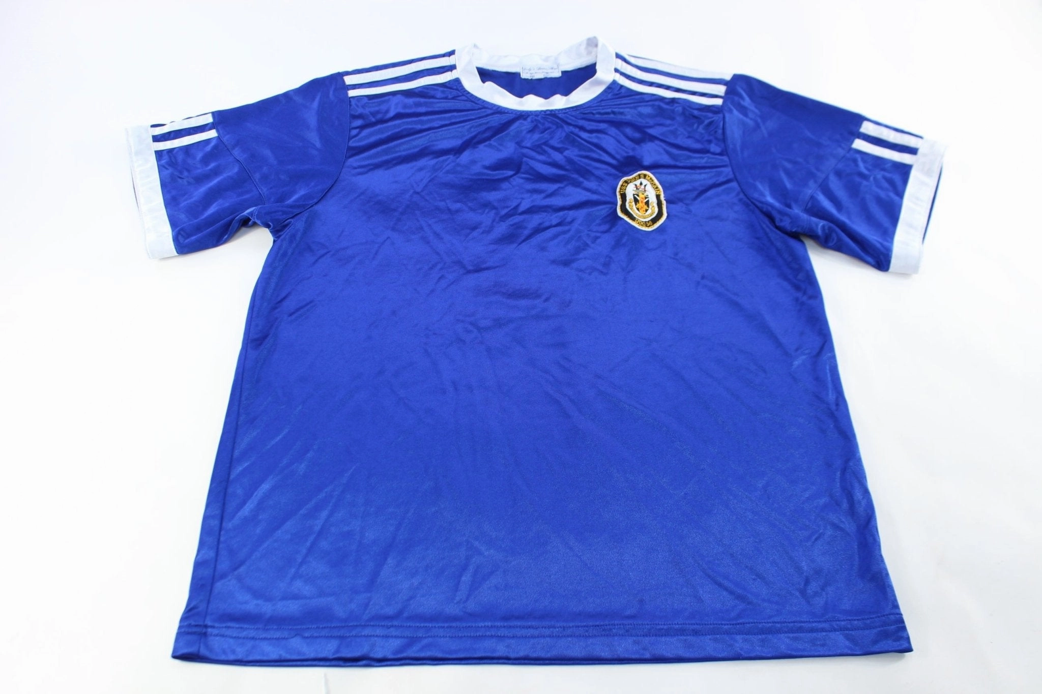 Minimalist Raglan Sleeve USS John S. McCain Embroidered Logo Striped Soccer Jersey