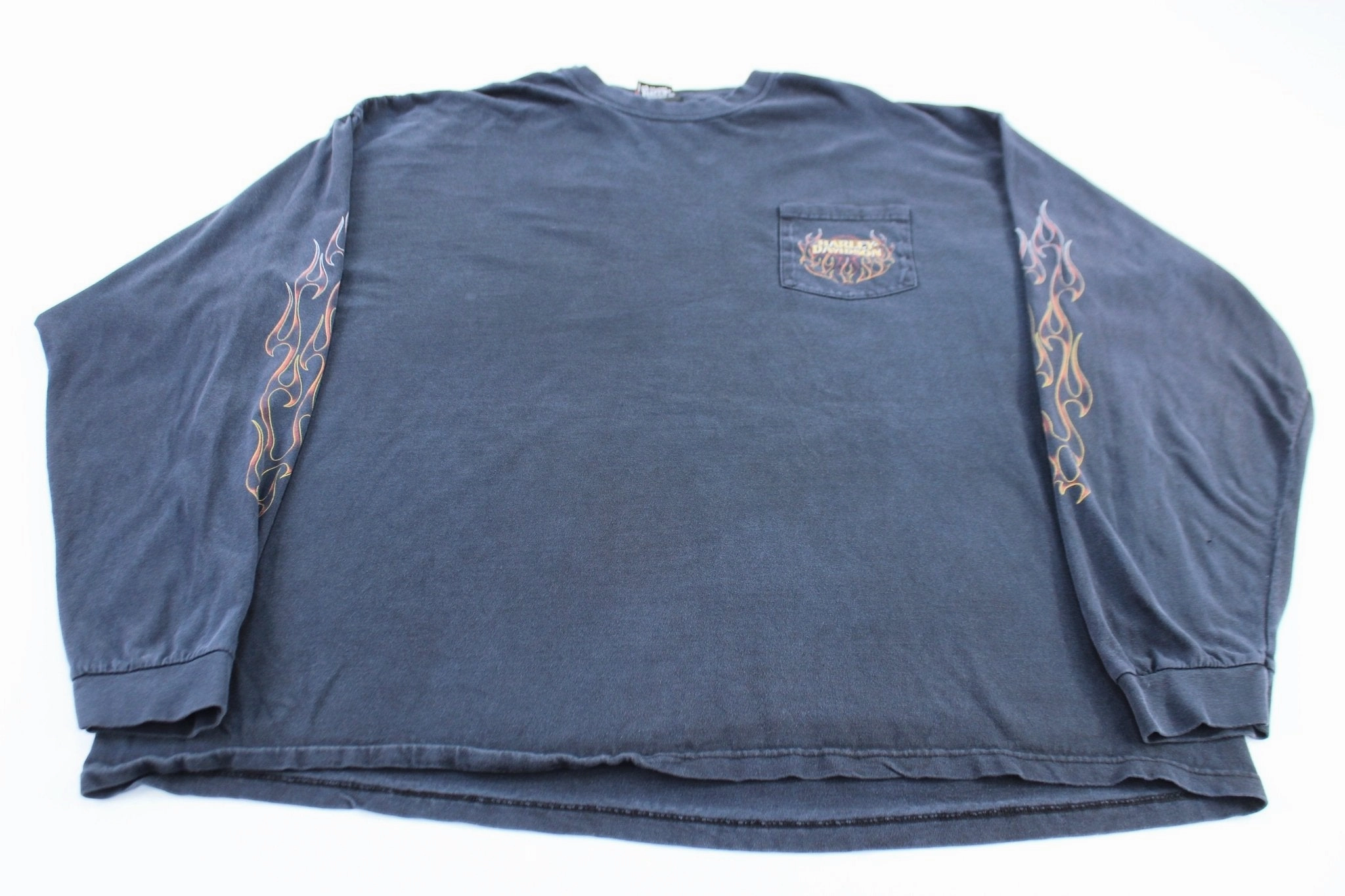 Lightweight Design Harley Davidson Maryland Flames Graphic LS T-shirt