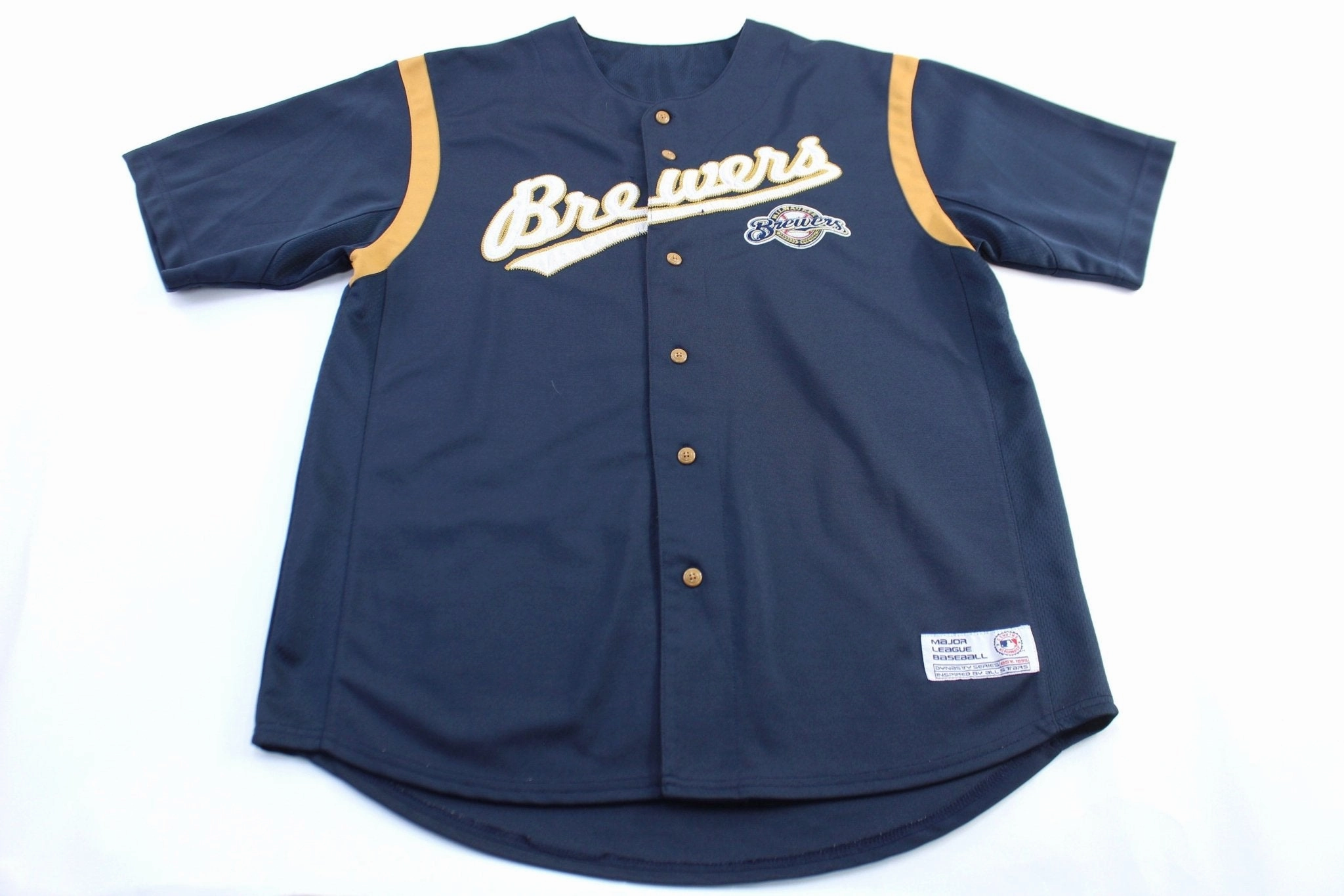 Ventilation Panels Flexible Fit Vintage Milwaukee Brewers Embroidered Baseball Jersey
