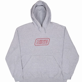 Modern Minimal VINTAGE NIKE SPELLOUT SWOOSH GREY HOODIE SWEATSHIRT 2000S XL