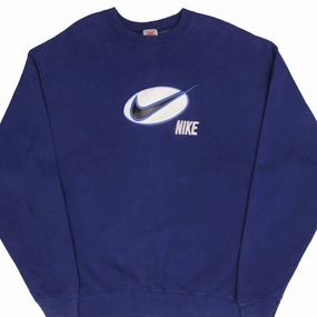 All-Day Wear VINTAGE NIKE BIG SWOOSH BLUE SWEATSHIRT EARLY 1990S SIZE XL MADE IN USA