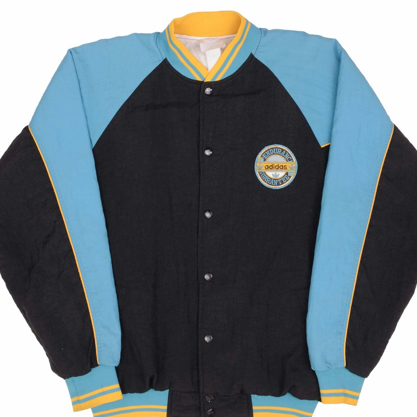 VINTAGE ADIDAS ENDURANCE GUARANTEE VARSITY 1980S TRACK JACKET SIZE MEDIUM suitable for photography