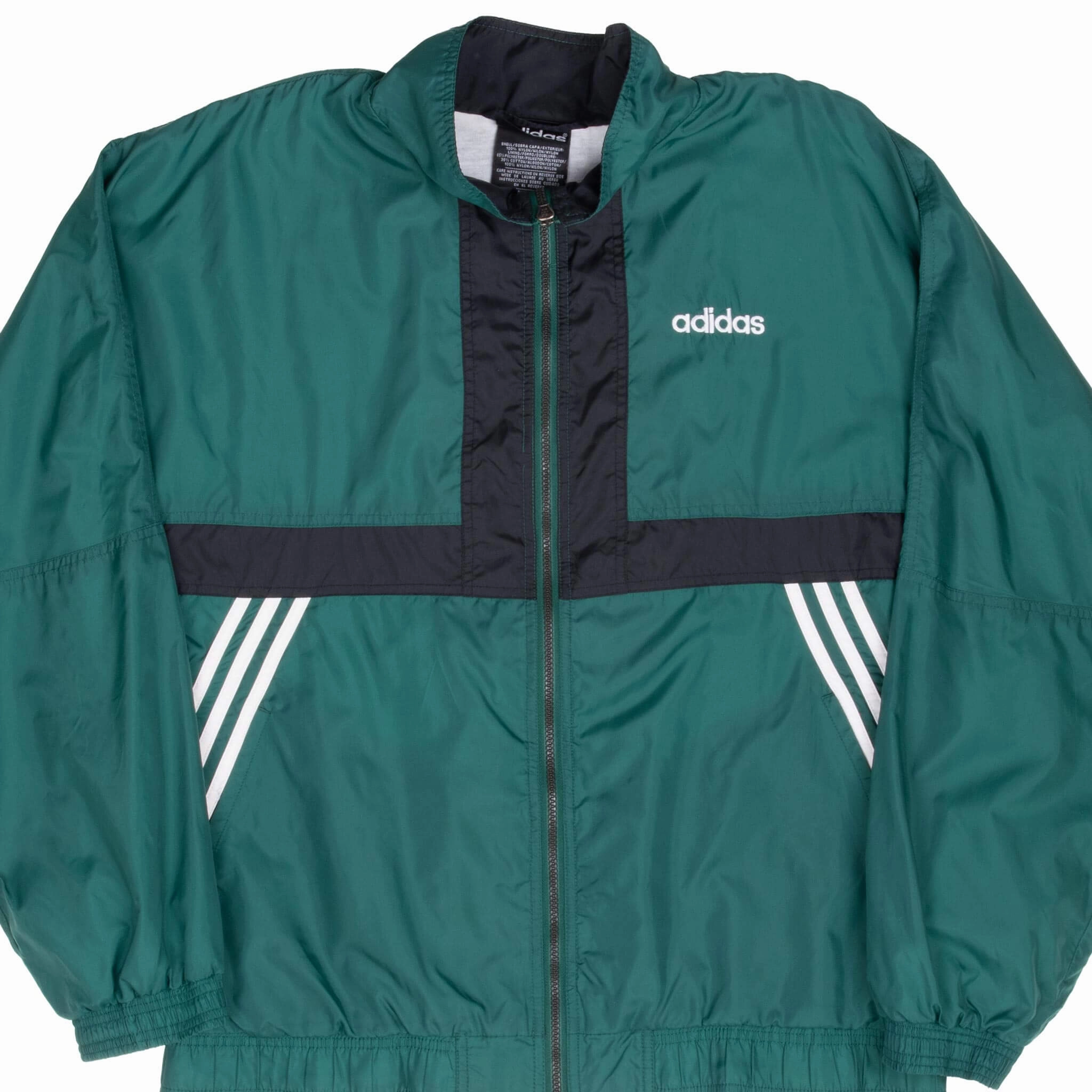VINTAGE ADIDAS GREEN WINDBREAKER JACKET 1990S LARGE Chain