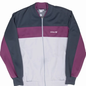 Adventure Layer Urban Gear VINTAGE ADIDAS GREY AND PURPLE TRACK JACKET 1980S LARGE