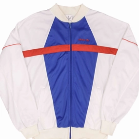 VINTAGE ADIDAS TRACK SUIT JACKET 1970S MEDIUM MADE IN USA Cold Morning nylon