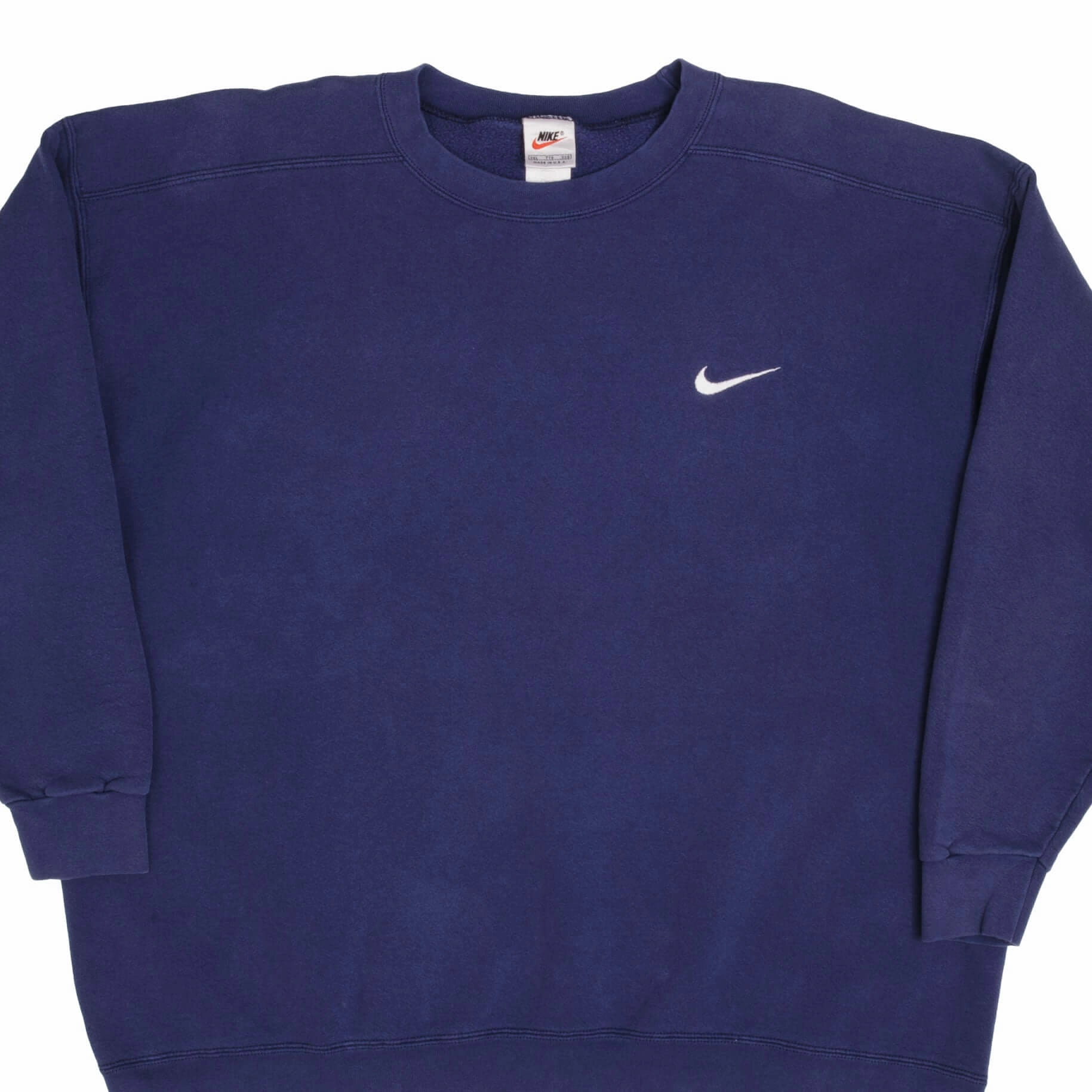 VINTAGE CLASSIC NIKE SWOOSH NAVY BLUE SWEATSHIRT 1990S 2XL MADE IN USA Adult Size