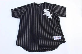 Garment Dyed Colorfastness Dynamic Tension Banding Vintage Majestic Chicago White Sox Pinstriped Baseball Jersey