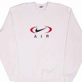 Comfy Mood VINTAGE NIKE AIR BIG CENTER SWOOSH CREAM SWEATSHIRT 1990S XL MADE IN USA