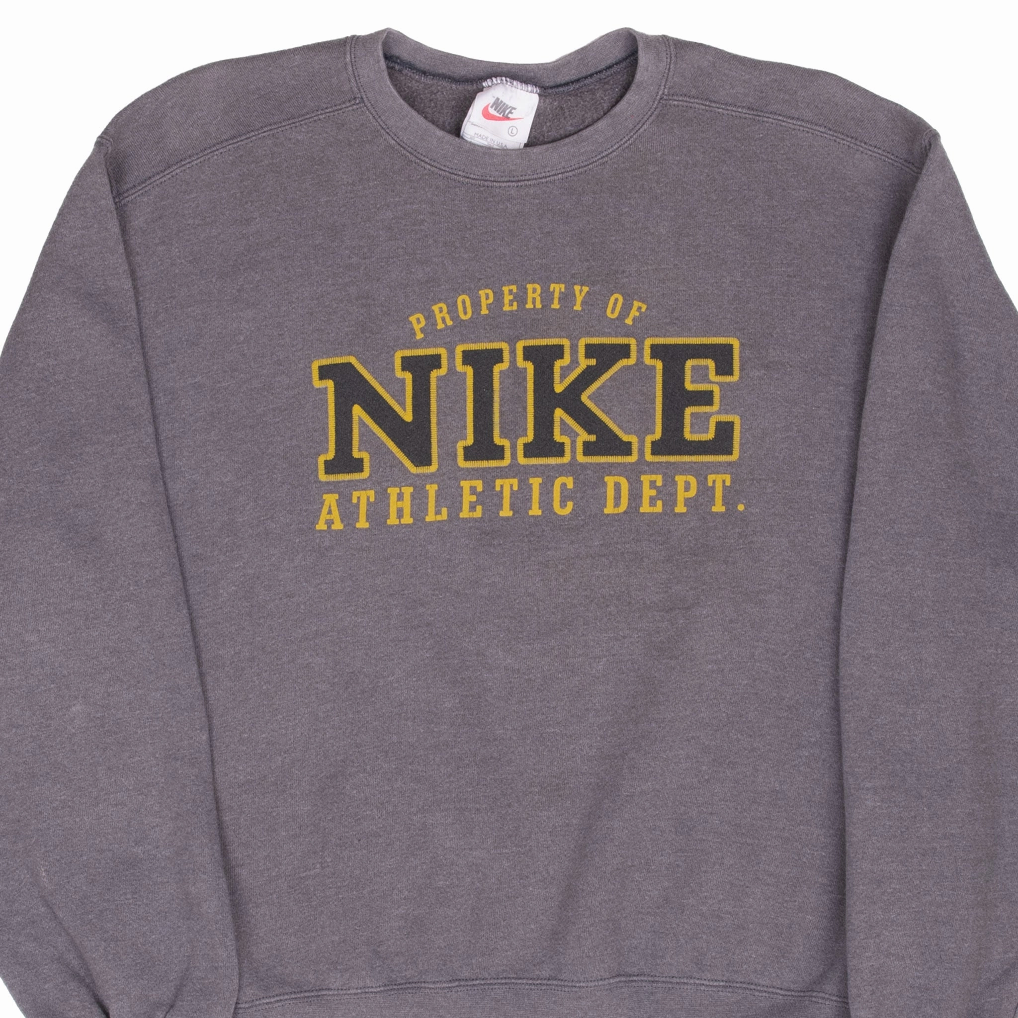 VINTAGE NIKE ATHLETIC DEPT SPELLOUT GREY SWEATSHIRT 1990S LARGE MADE IN USA budget-friendly
