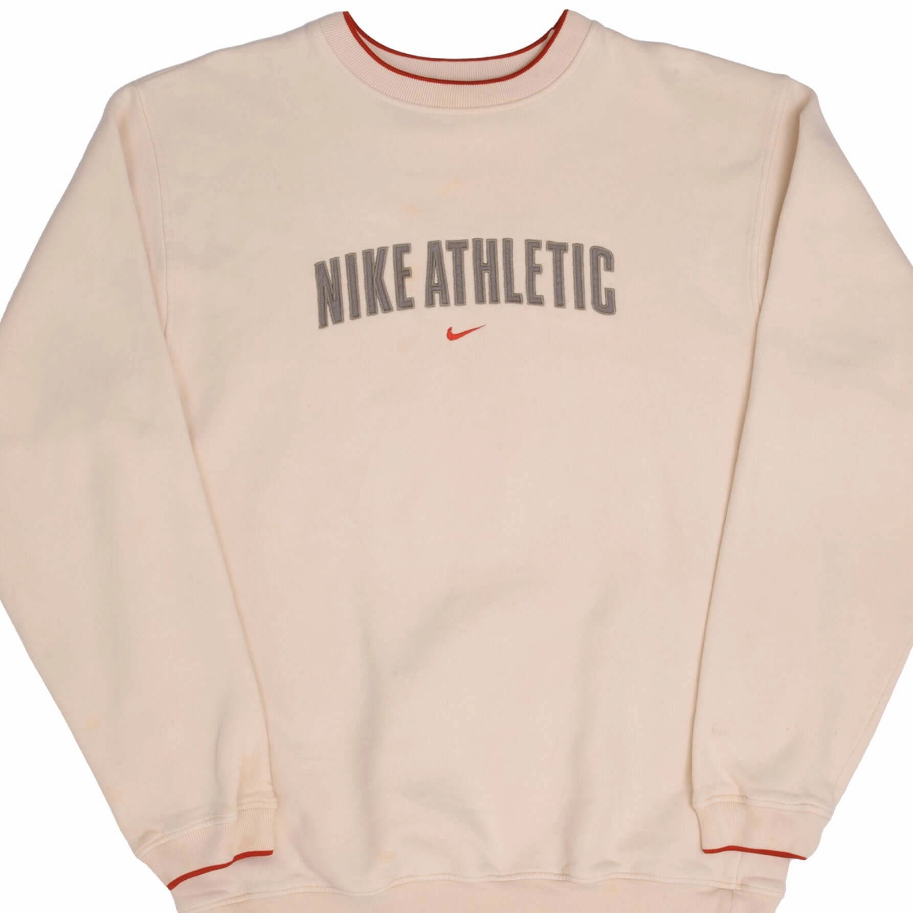VINTAGE NIKE ATHLETIC SWOOSH BEIGE SWEATSHIRT 2000S SIZE XL Running Gear All Season