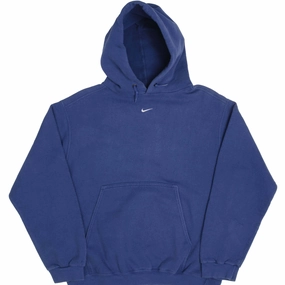 Cozy Collection appropriate for parties VINTAGE NIKE CENTER SWOOSH BLUE TRAVIS SCOTT HOODIE 1990S MEDIUM MADE USA