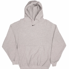 VINTAGE NIKE CENTER SWOOSH GREY TRAVIS SCOTT HOODIE 1990S MEDIUM MADE USA Easy iron