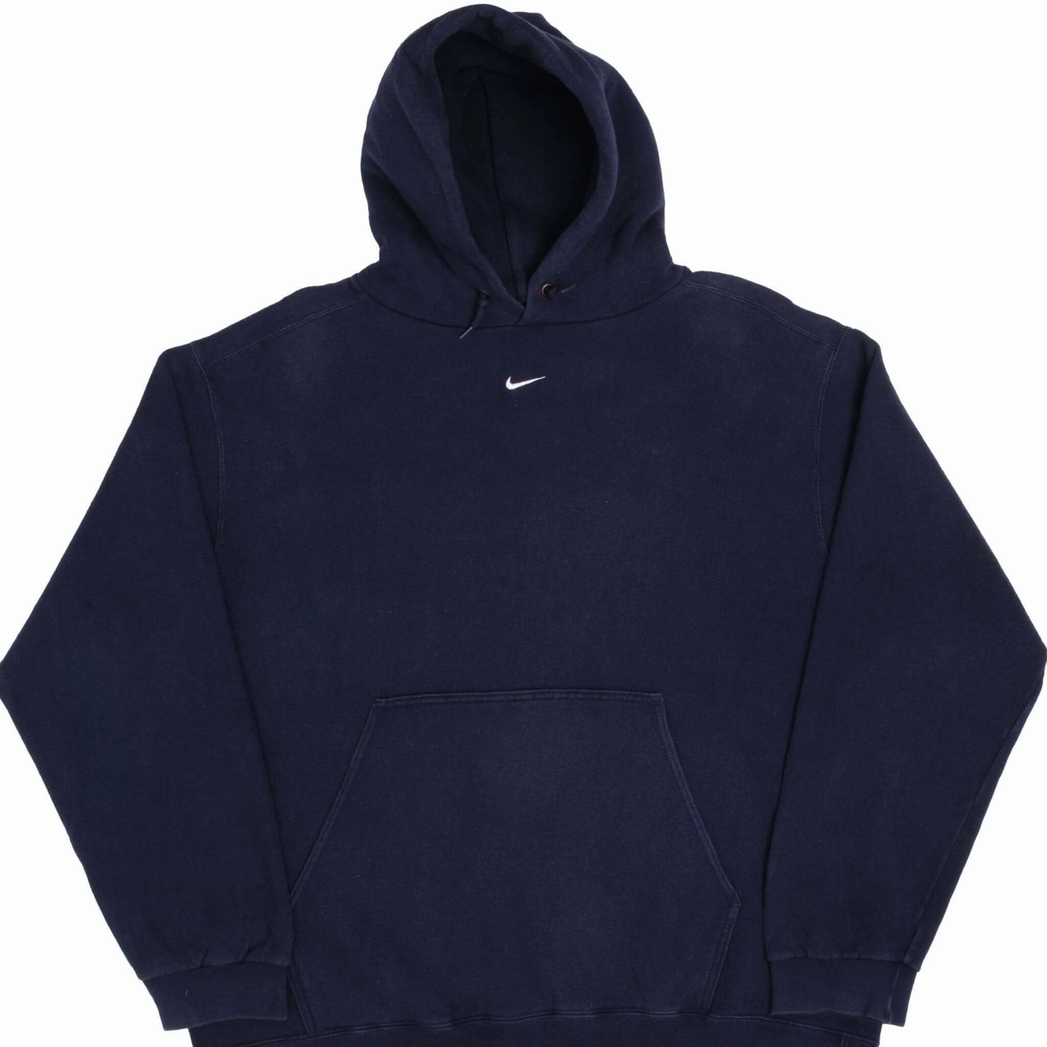 Fresh Relaxed Flexible VINTAGE NIKE CENTER SWOOSH NAVY BLUE TRAVIS SCOTT HOODIE 1990S SIZE XL