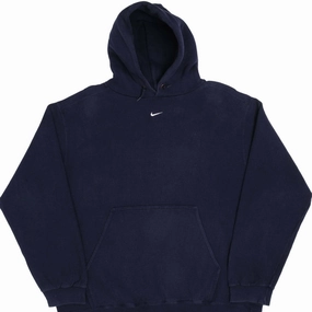 Fresh Relaxed Flexible VINTAGE NIKE CENTER SWOOSH NAVY BLUE TRAVIS SCOTT HOODIE 1990S SIZE XL