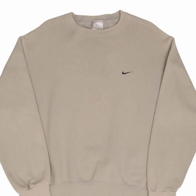 Casual Comfort Streetwear Fashion VINTAGE NIKE CLASSIC SWOOSH BEIGE SWEATSHIRT 2000S SIZE LARGE MADE IN USA