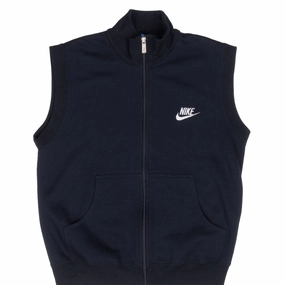 VINTAGE NIKE CLASSIC SWOOSH BLACK FULL ZIP VEST SWEATSHIRT 1980S MEDIUM Sporty Style