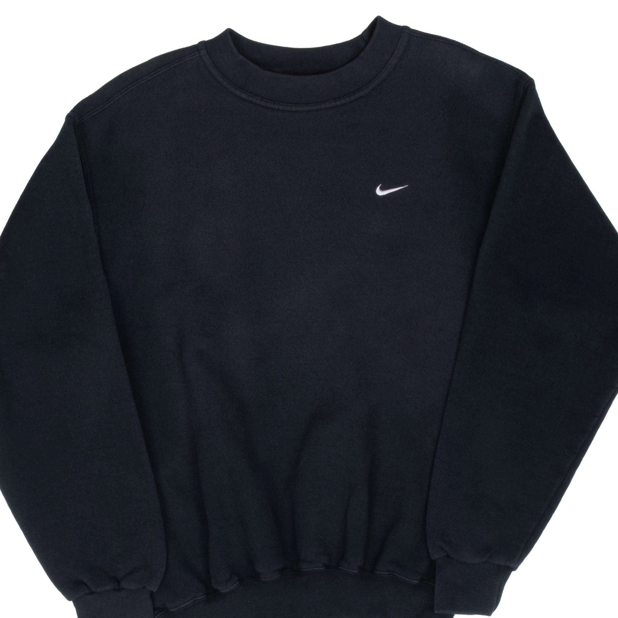 twill VINTAGE NIKE CLASSIC SWOOSH BLACK SWEATSHIRT 1990S SMALL MADE IN USA