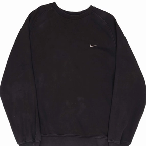 VINTAGE NIKE CLASSIC SWOOSH BLACK SWEATSHIRT 2000S SIZE 2XL Layer Sporty