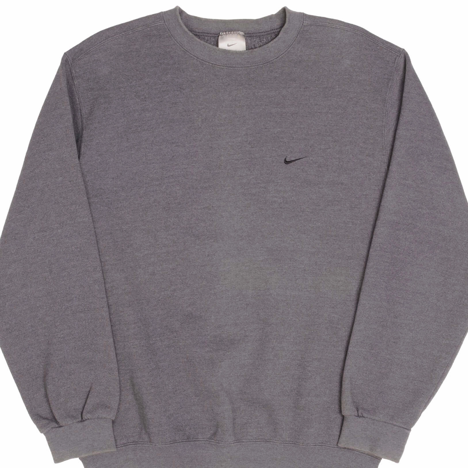 VINTAGE NIKE CLASSIC SWOOSH DARK GREY SWEATSHIRT 2000S SIZE MEDIUM MADE IN USA stud accents