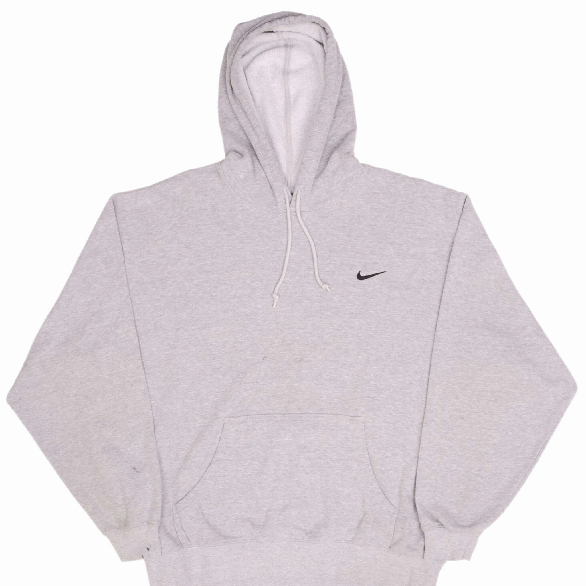 VINTAGE NIKE CLASSIC SWOOSH GREY HOODIE SWEATSHIRT 2000S SIZE XL Concert Look