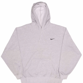 VINTAGE NIKE CLASSIC SWOOSH GREY HOODIE SWEATSHIRT 2000S SIZE XL Concert Look