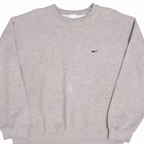 wrinkle free VINTAGE NIKE CLASSIC SWOOSH GREY SWEATSHIRT 1990S SIZE LARGE