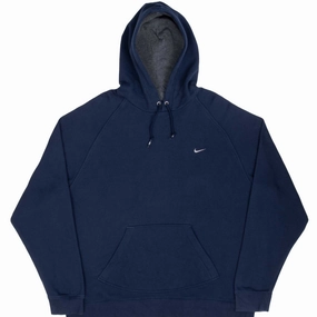 VINTAGE NIKE CLASSIC SWOOSH NAVY BLUE HOODIE SWEATSHIRT 2000S SIZE 2XL Brand Name Fashion Basic