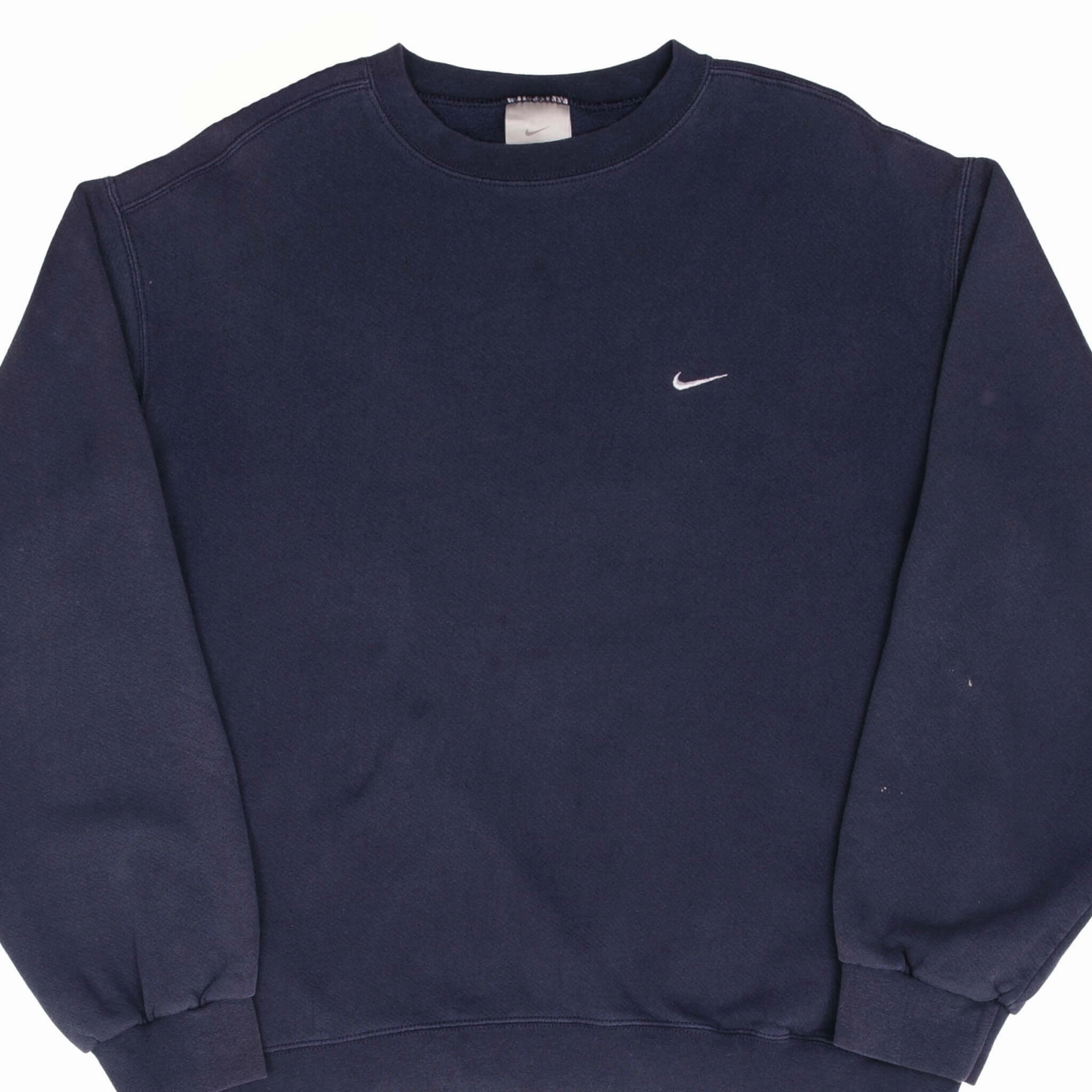 Business Ready VINTAGE NIKE CLASSIC SWOOSH NAVY BLUE SWEATSHIRT 2000S SIZE LARGE