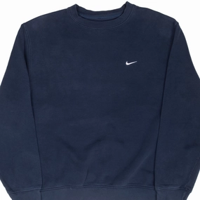 Relaxed Fit Hoodie VINTAGE NIKE CLASSIC SWOOSH NAVY BLUE SWEATSHIRT 2000S SIZE MEDIUM