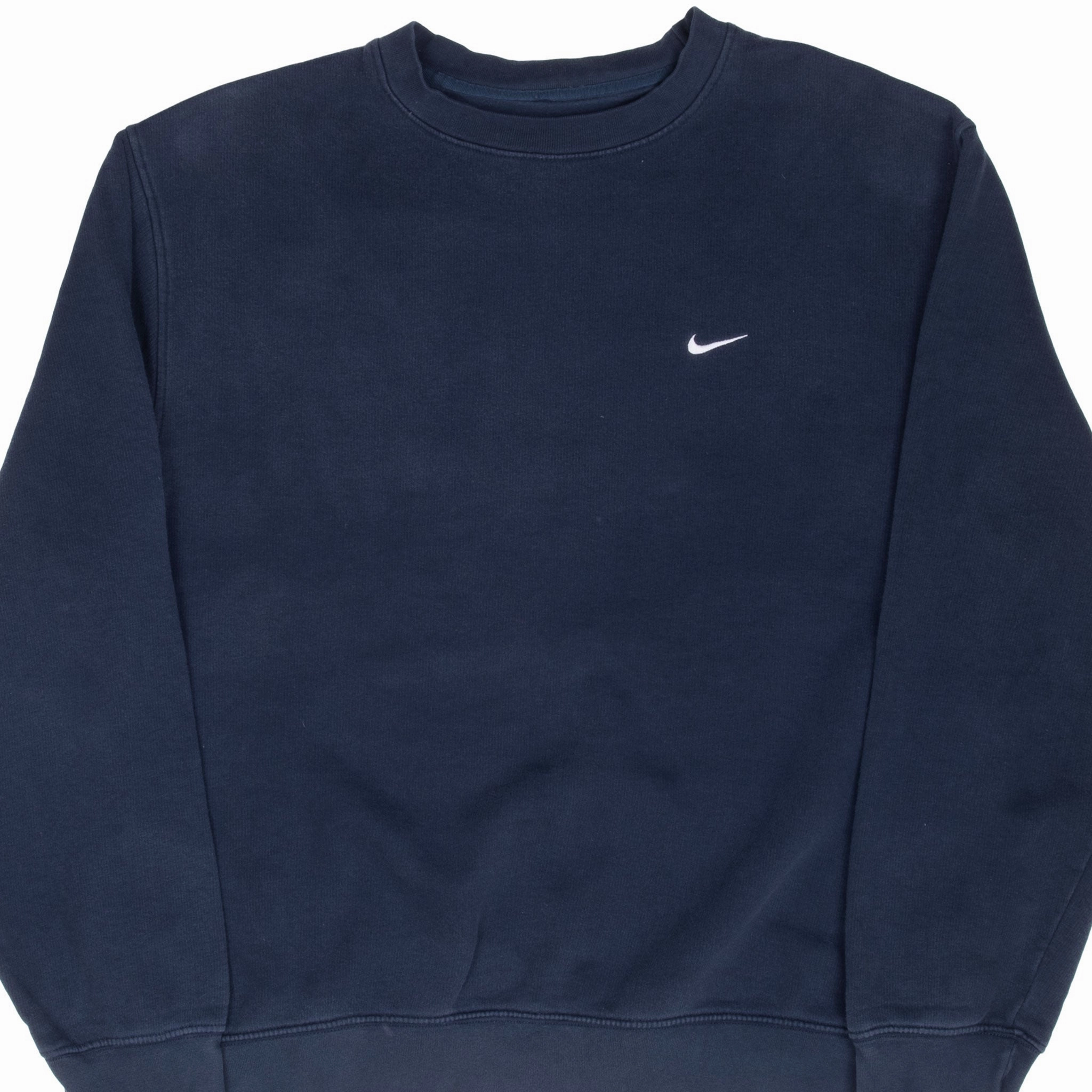 Relaxed Fit Hoodie VINTAGE NIKE CLASSIC SWOOSH NAVY BLUE SWEATSHIRT 2000S SIZE MEDIUM