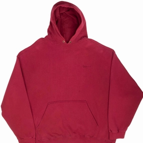 VINTAGE NIKE CLASSIC SWOOSH RED HOODIE SWEATSHIRT 1990S 2XL Winter Essential Retro Print