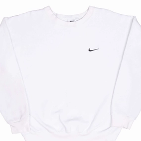VINTAGE NIKE CLASSIC SWOOSH WHITE SWEATSHIRT 1990S LARGE MADE IN USA Urban Active