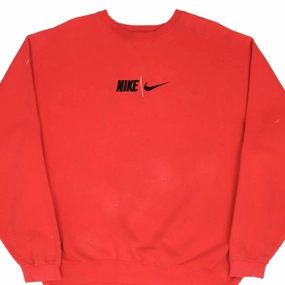 Chilly Weather Style Trendy Colors VINTAGE NIKE ID SPELLOUT SWOOSH RED SWEATSHIRT 1990S SIZE XL