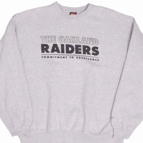 VINTAGE NIKE NFL OAKLAND RAIDERS HEAVYWEIGHT GREY SWEATSHIRT 1990S SIZE XL Cuffed Sleeves